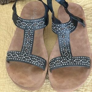 Black Bling Studded Sandals